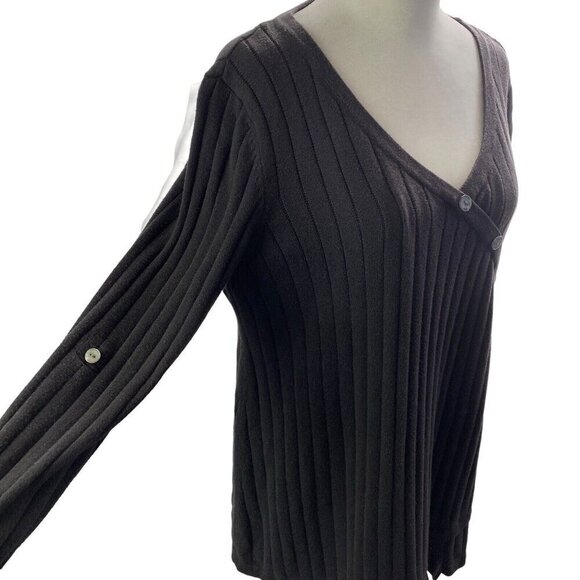 SOFT SURROUNDINGS Sweater Pullover Long Sleeve Button Accents Brown PM 5-32 - Picture 5 of 15